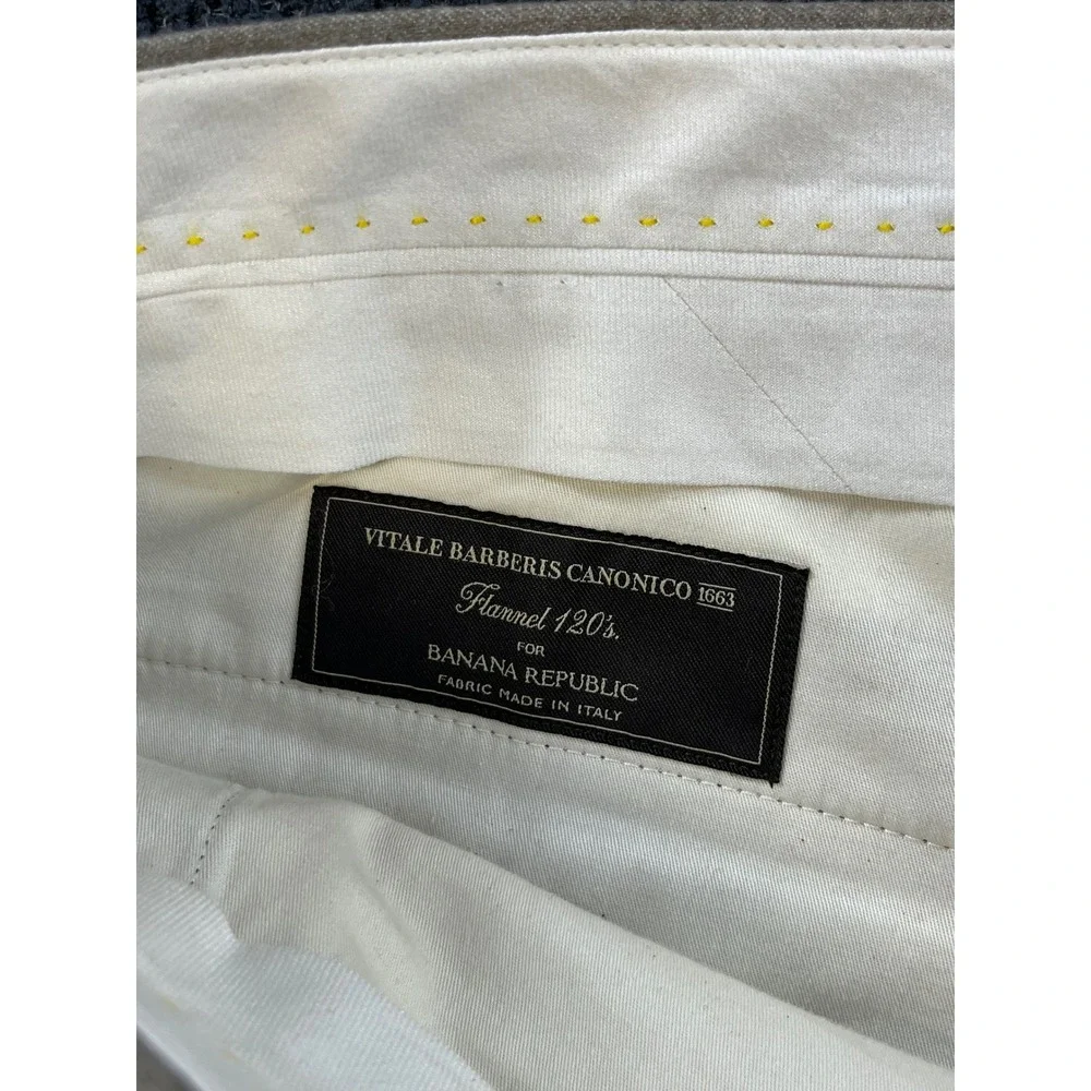 Banana Republic Tailored Slim Fit Vitale Barberis Canonico Wool Pants Tan 33S
